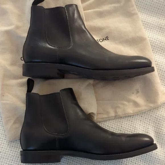 Grant Stone Men's Black Leather Chelsea Boots - Picture 3 of 6